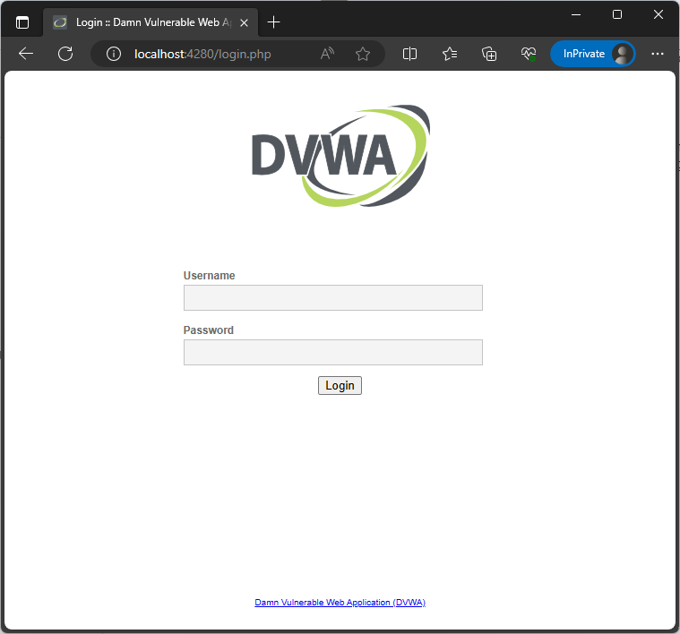 DVWA login page