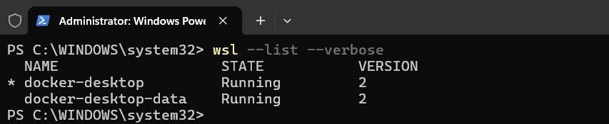 Lệnh wsl --list --verbose